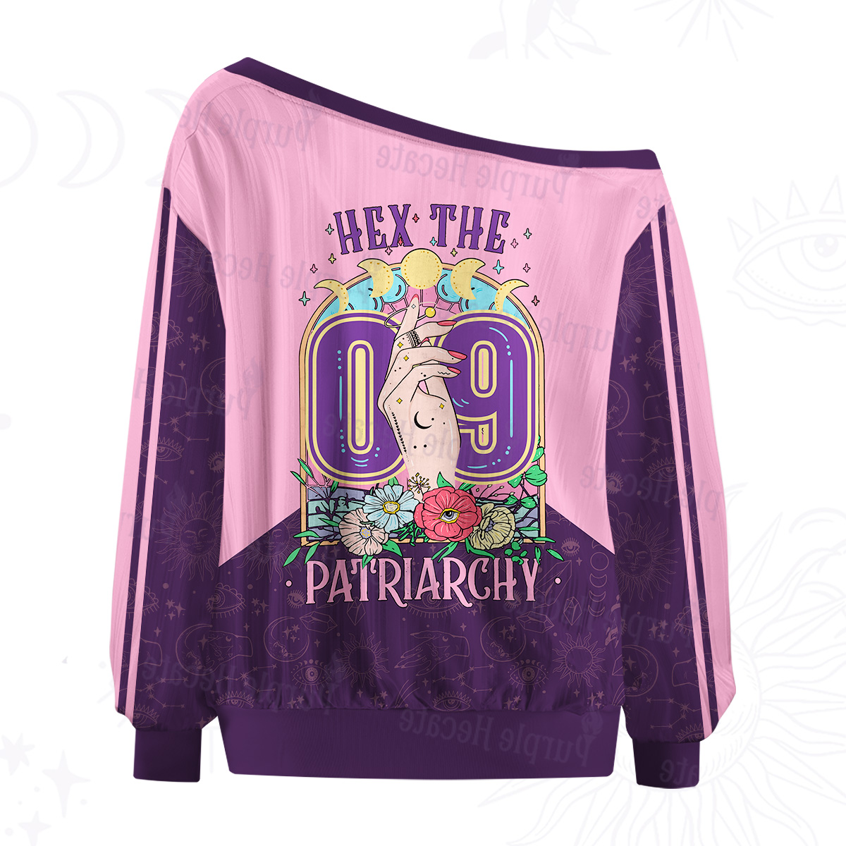 Purplehecate Hex The Patriarchy Off The Shoulder Graphic Jersey
