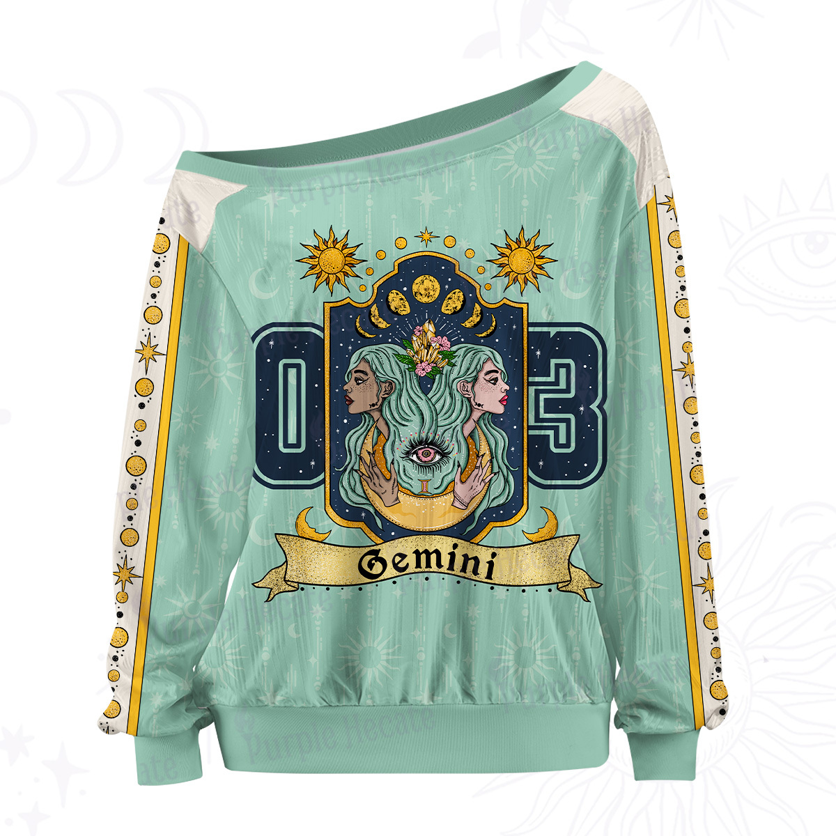 Purplehecate Gemini Zodiac Off The Shoulder Graphic Jersey