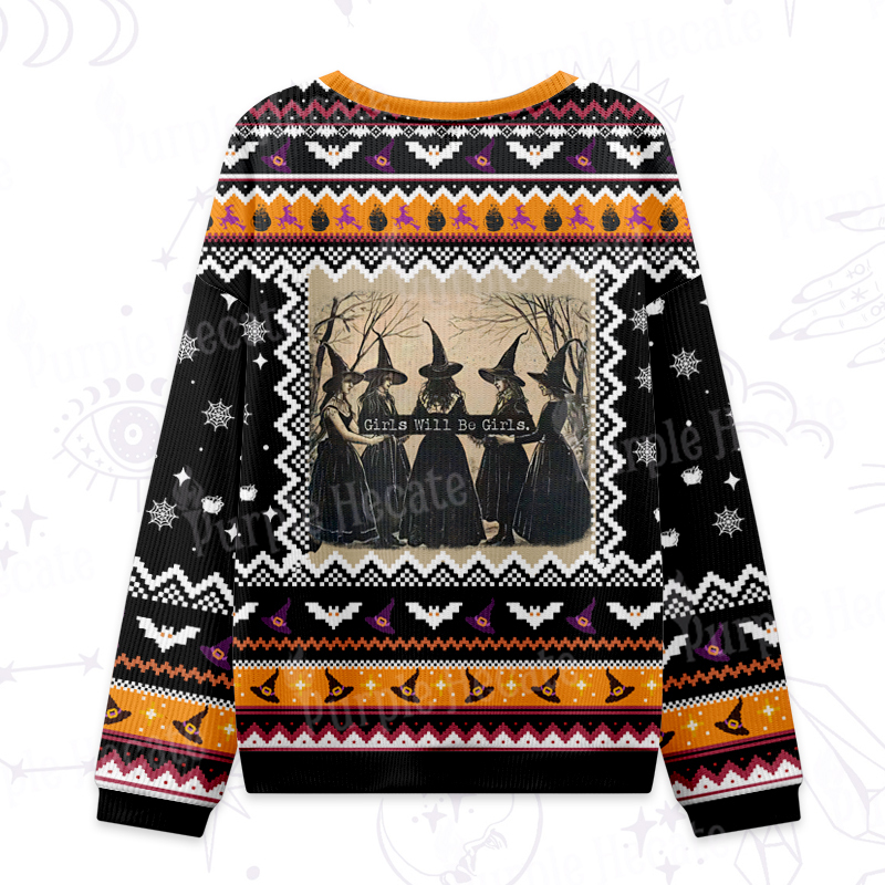 Purplehecate Girls Will Be Girls Witch Ugly Halloween Sweatshirts