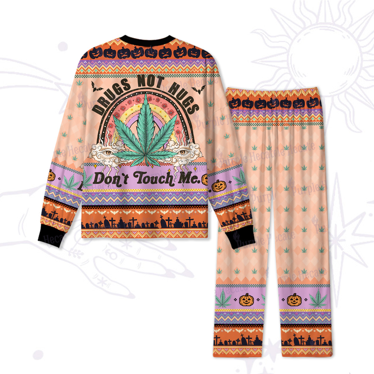 Purplehecate Drugs Not Hugs Halloween Pajamas