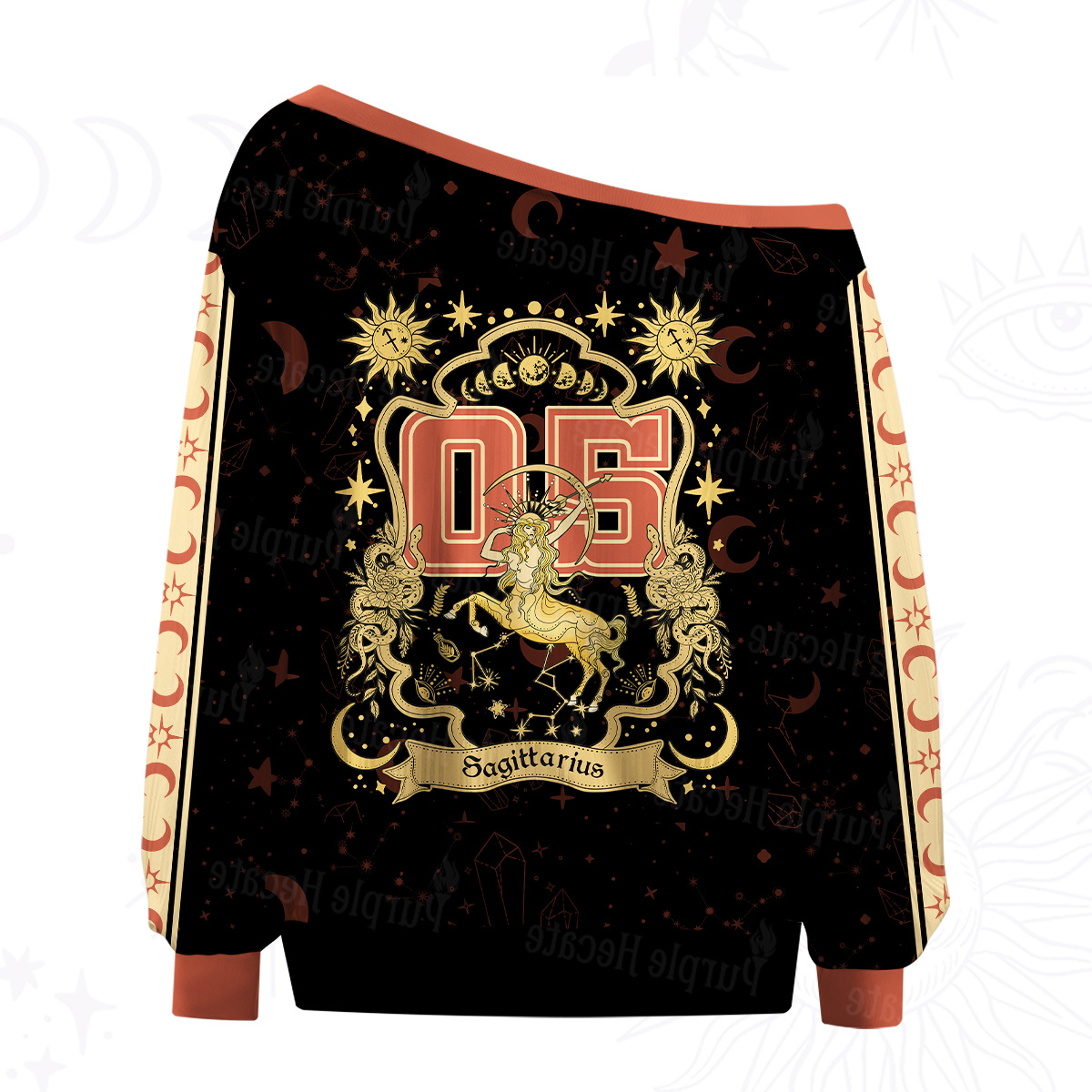 Purplehecate Sagittarius' Astral Mirage Zodiac Off The Shoulder Graphic Jersey