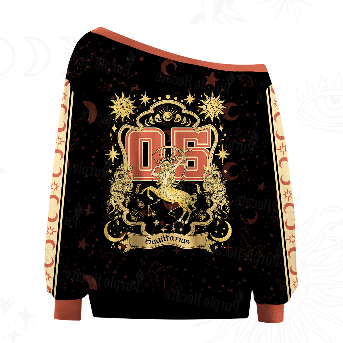 Purplehecate Sagittarius' Astral Mirage Zodiac Off The Shoulder Graphic Jersey