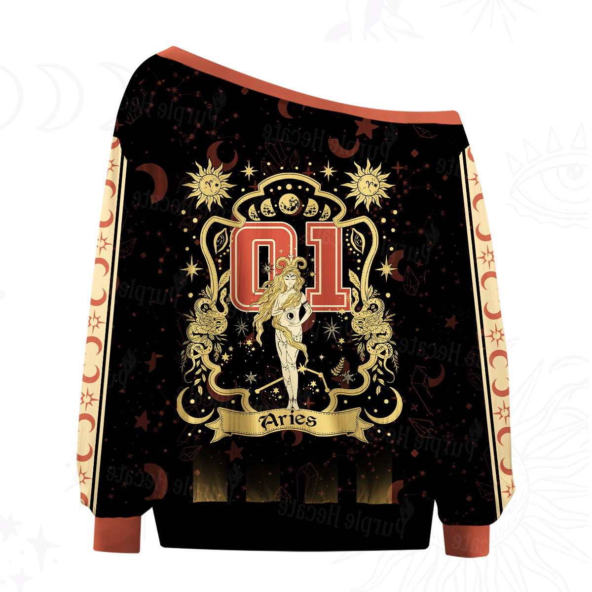 Purplehecate Gemini' Astral Mirage Zodiac Off The Shoulder Graphic Jersey