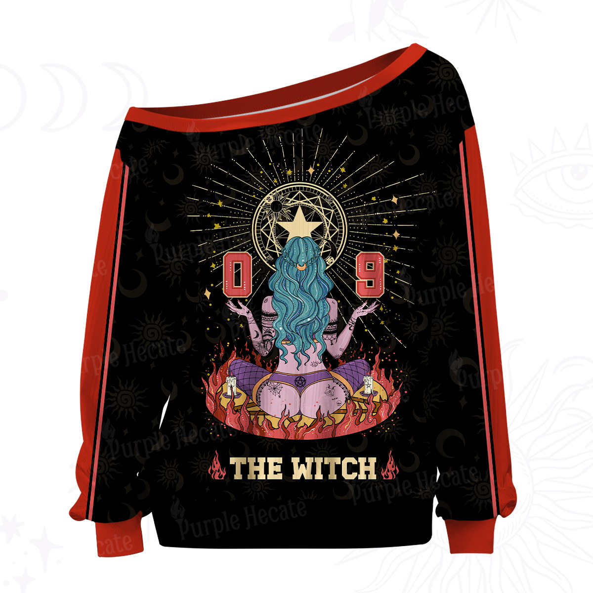 Purplehecate The Witch Off The Shoulder Graphic Jersey