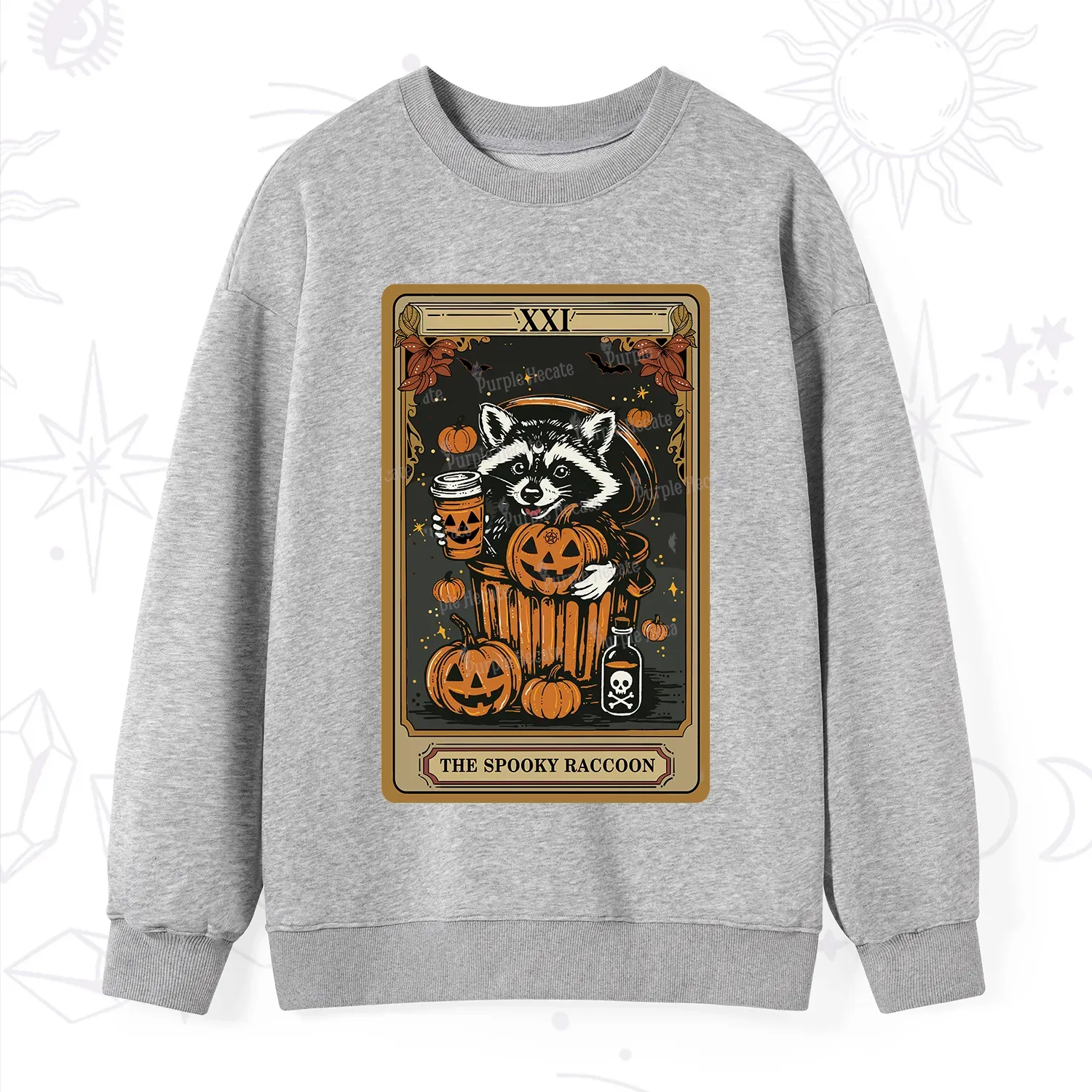 Purplehecate The Spooky Raccoon Tarot Halloween Sweatshirt
