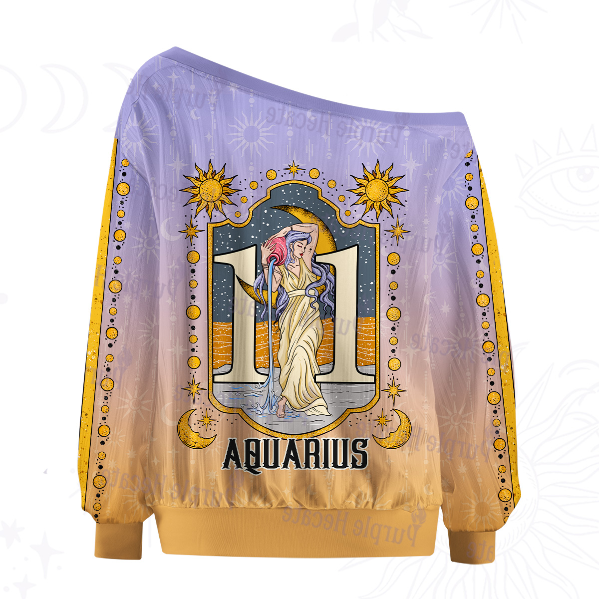 Purplehecate Aquarius Zodiac Off The Shoulder Graphic Jersey