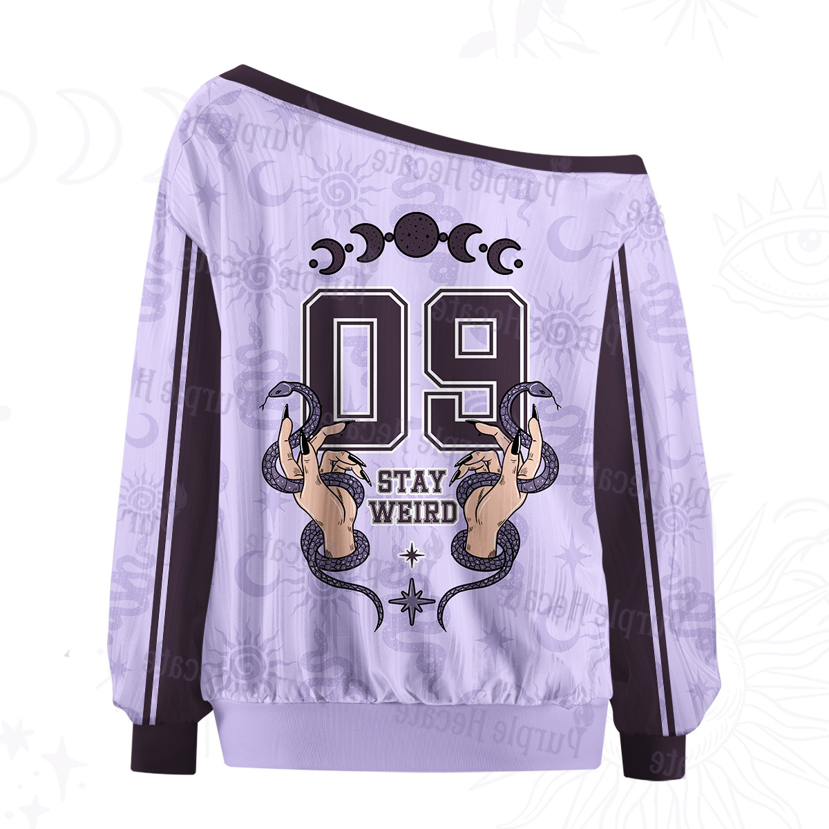 Purplehecate Occult Serpent 09 Stay Weird Off The Shoulder Graphic Jersey