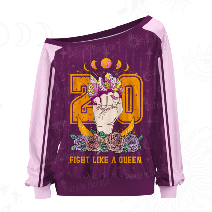 Purplehecate Fight Like A Queen Off The Shoulder Graphic Jersey