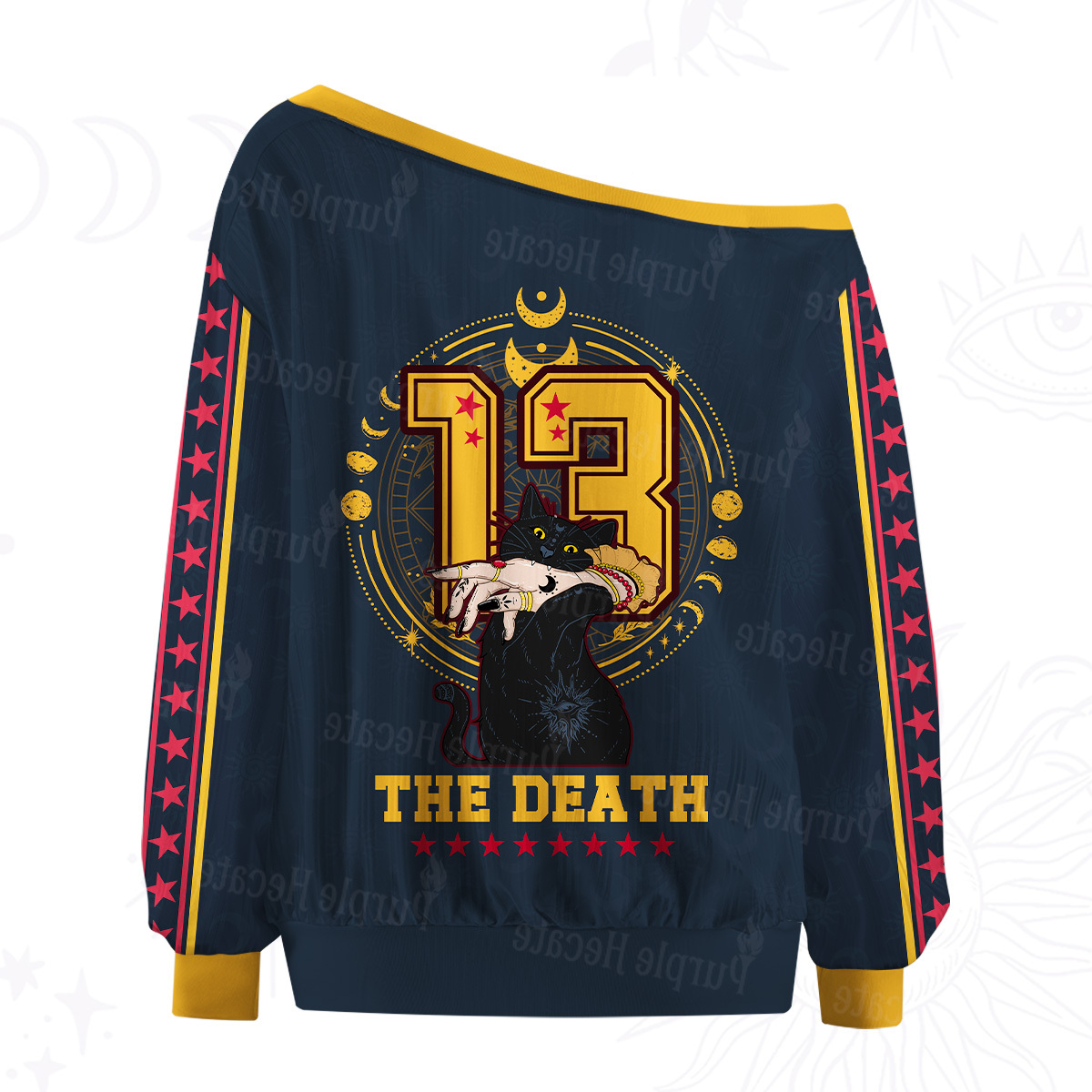 Purplehecate The Death Cat Off The Shoulder Graphic Jersey