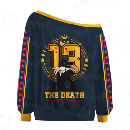 Purplehecate The Death Cat Off The Shoulder Graphic Jersey