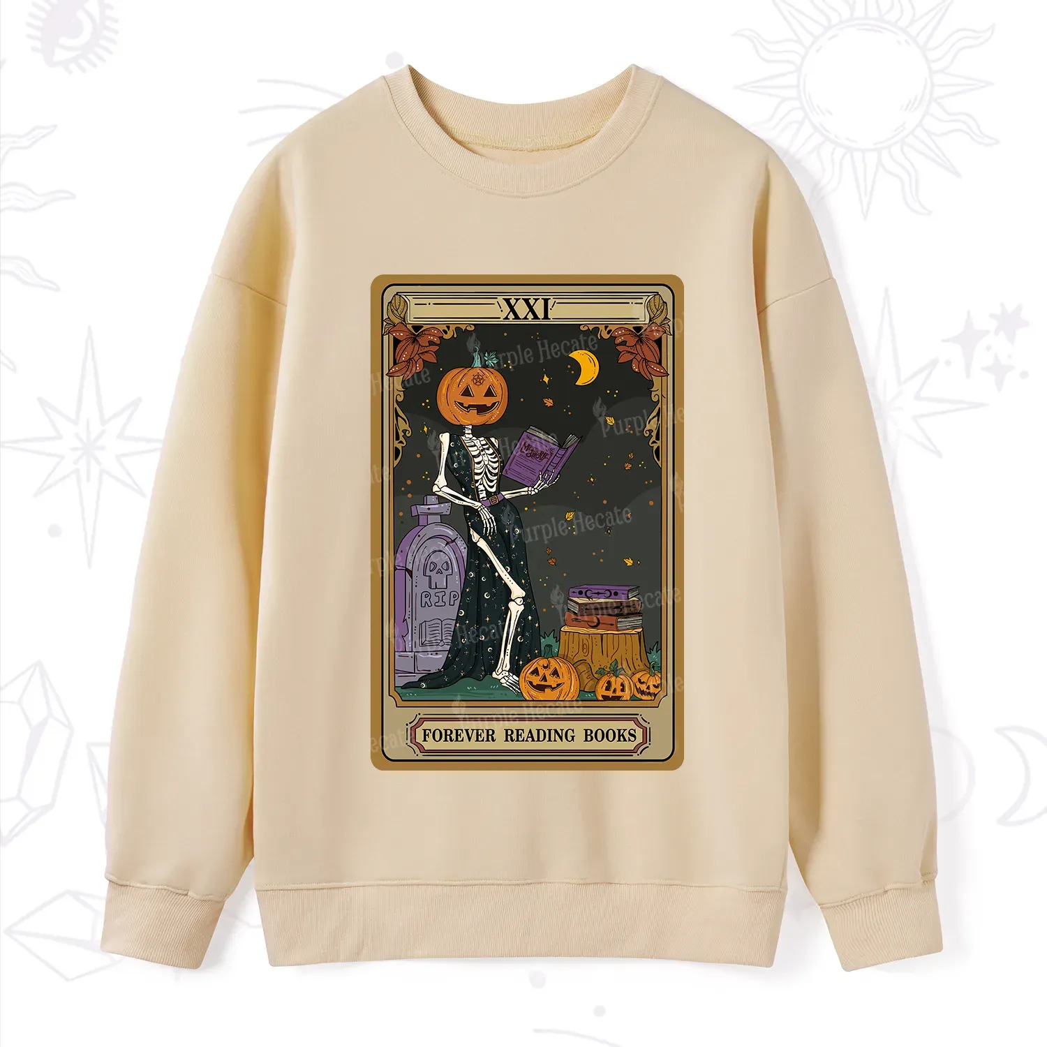 Purplehecate The Forever Reading Books Tarot Halloween Sweatshirt