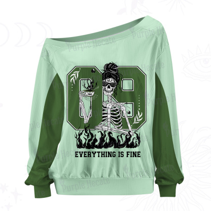 Purplehecate Everything Is Fine Off The Shoulder Graphic Jersey