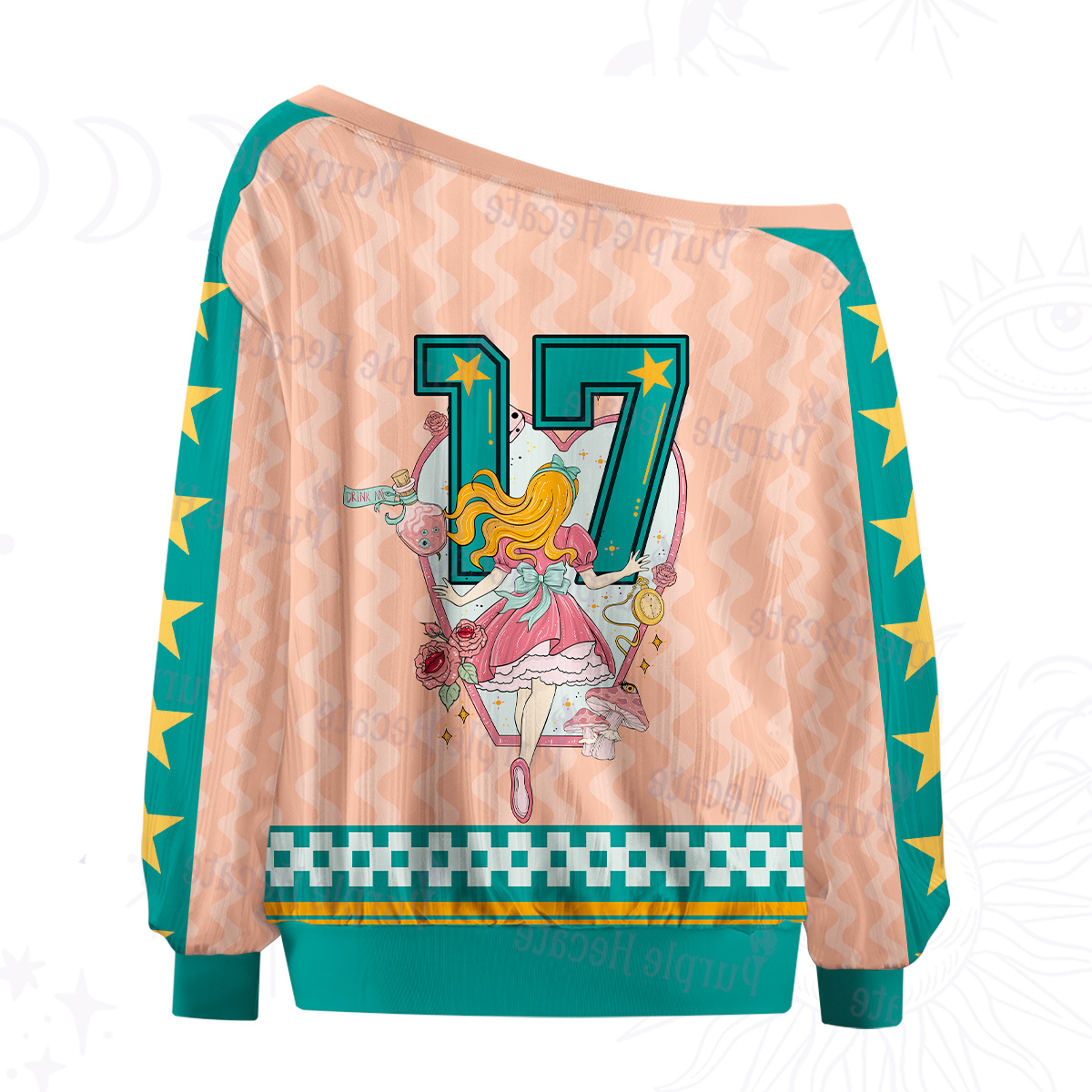 Purplehecate Alice's Secret Garden Off The Shoulder Graphic Jersey