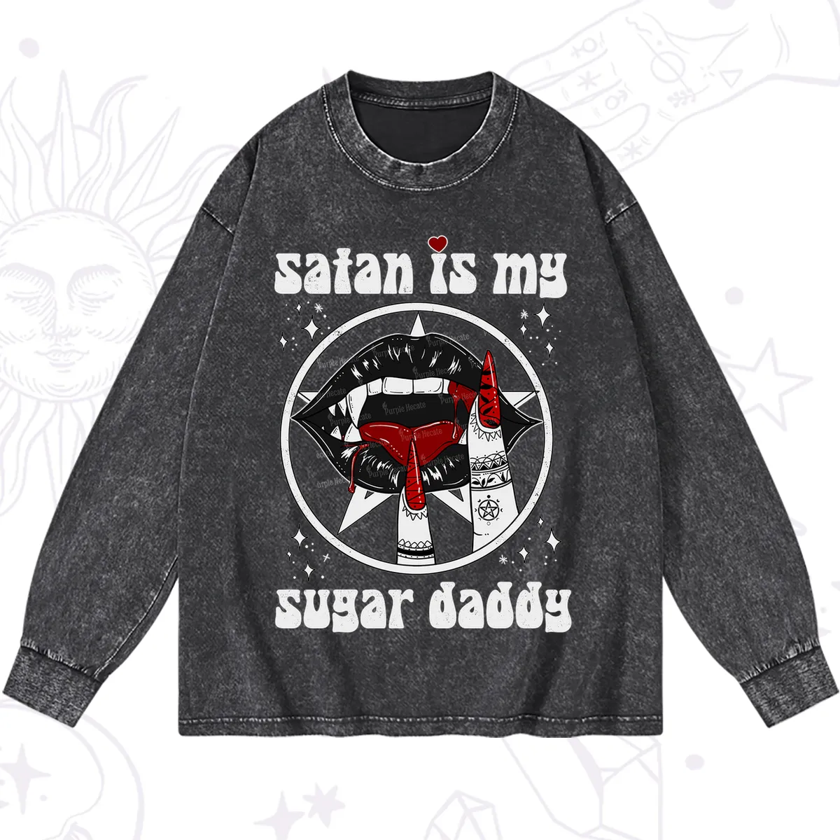 Purplehecate Satan Is My Sugar Daddy Washed Long Sleeve Shirt