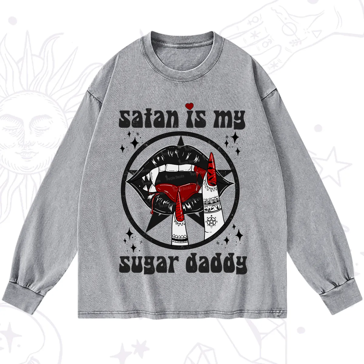 Purplehecate Satan Is My Sugar Daddy Washed Long Sleeve Shirt
