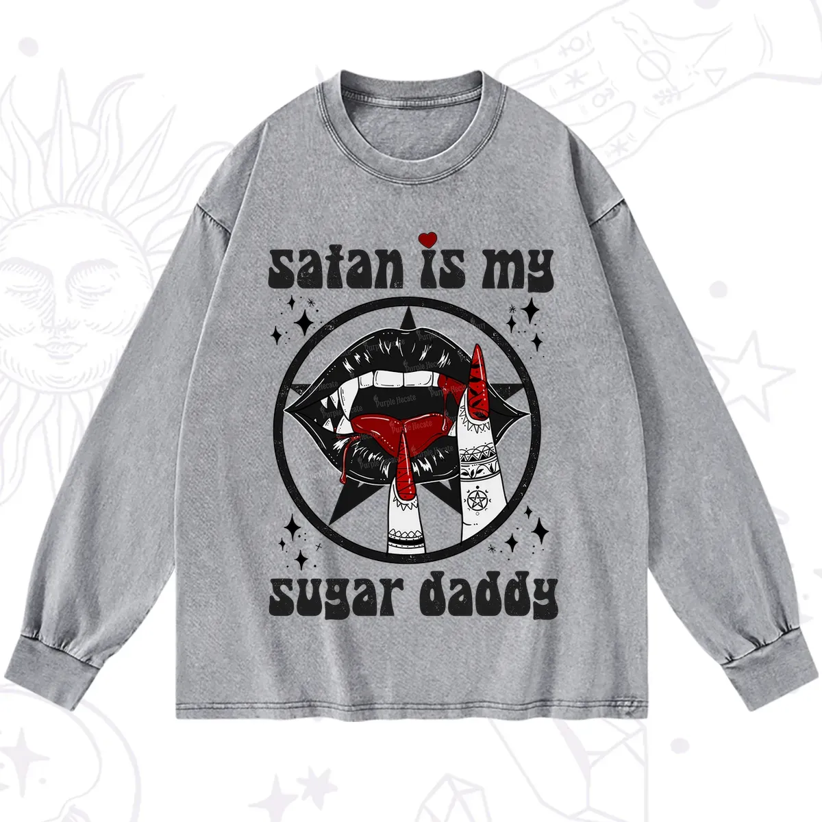 Purplehecate Satan Is My Sugar Daddy Washed Long Sleeve Shirt