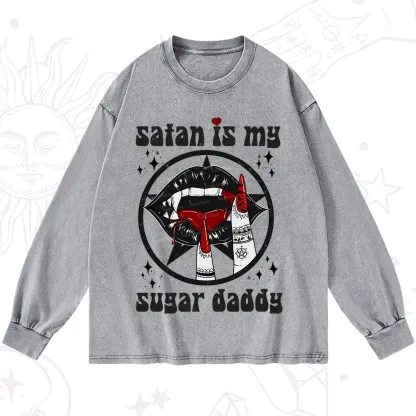 Purplehecate Satan Is My Sugar Daddy Washed Long Sleeve Shirt