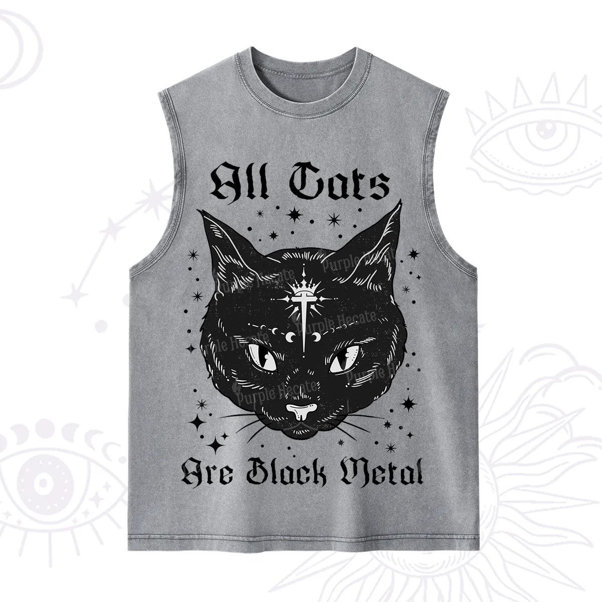 Purplehecate All Cats Are Black Metal Washed Tank