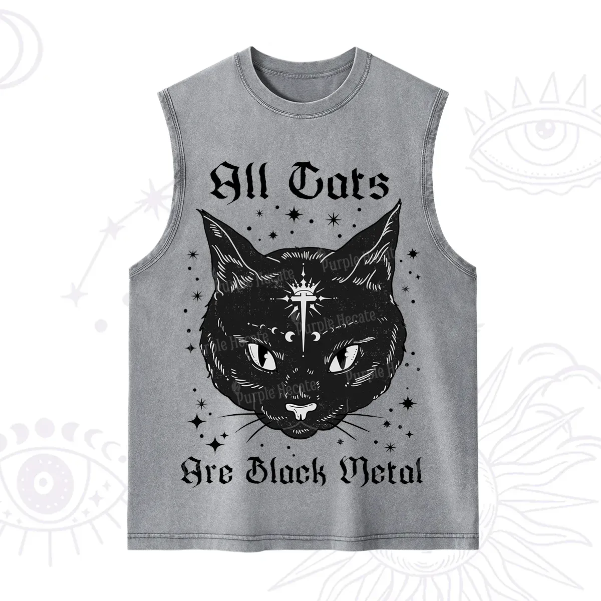 Purplehecate All Cats Are Black Metal Washed Tank