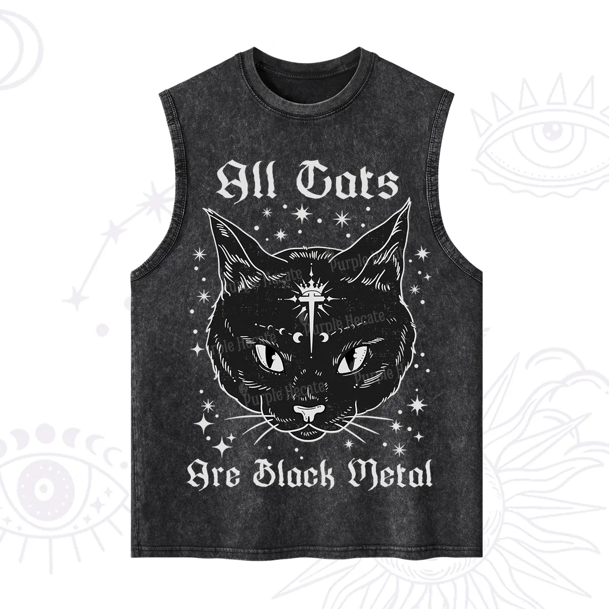 Purplehecate All Cats Are Black Metal Washed Tank