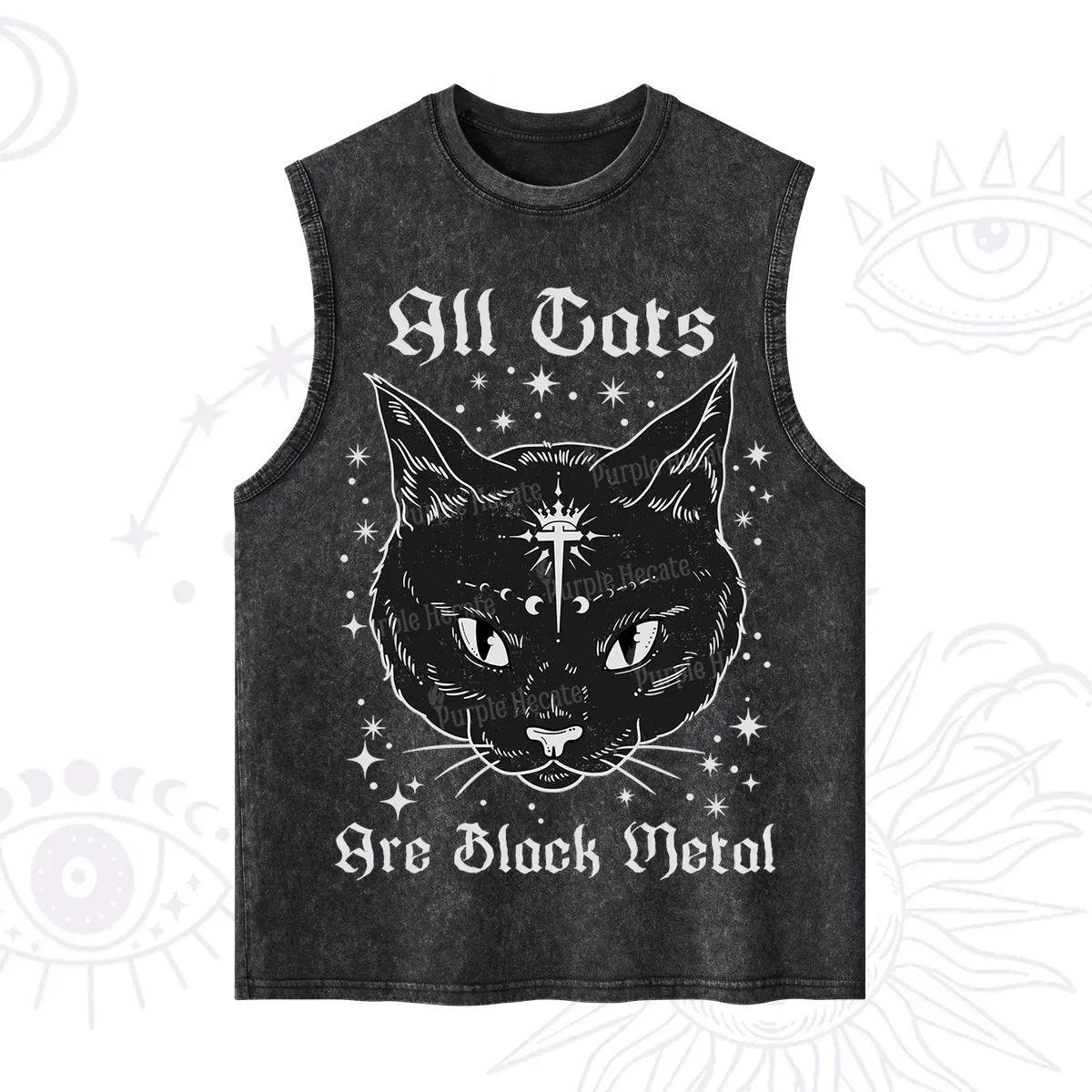 Purplehecate All Cats Are Black Metal Washed Tank