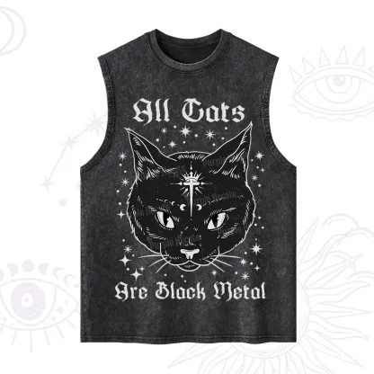 Purplehecate All Cats Are Black Metal Washed Tank
