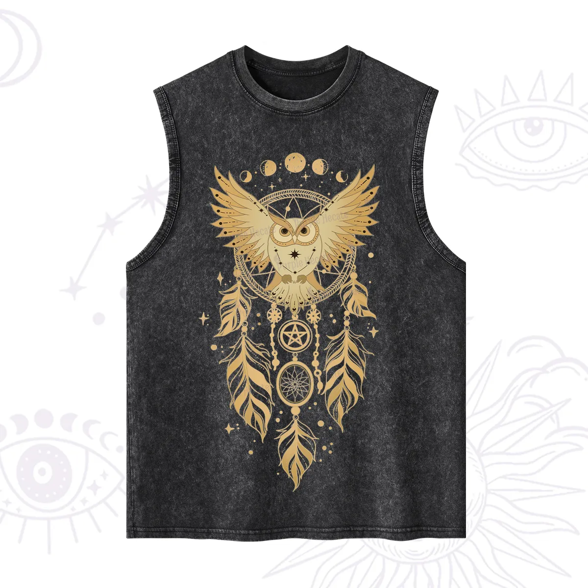 Purplehecate Mystical Owl Dreamcatcher Washed Tank