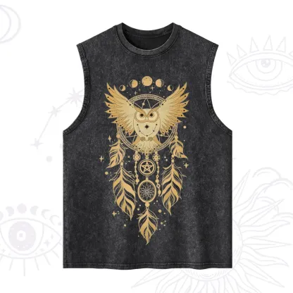 Purplehecate Mystical Owl Dreamcatcher Washed Tank