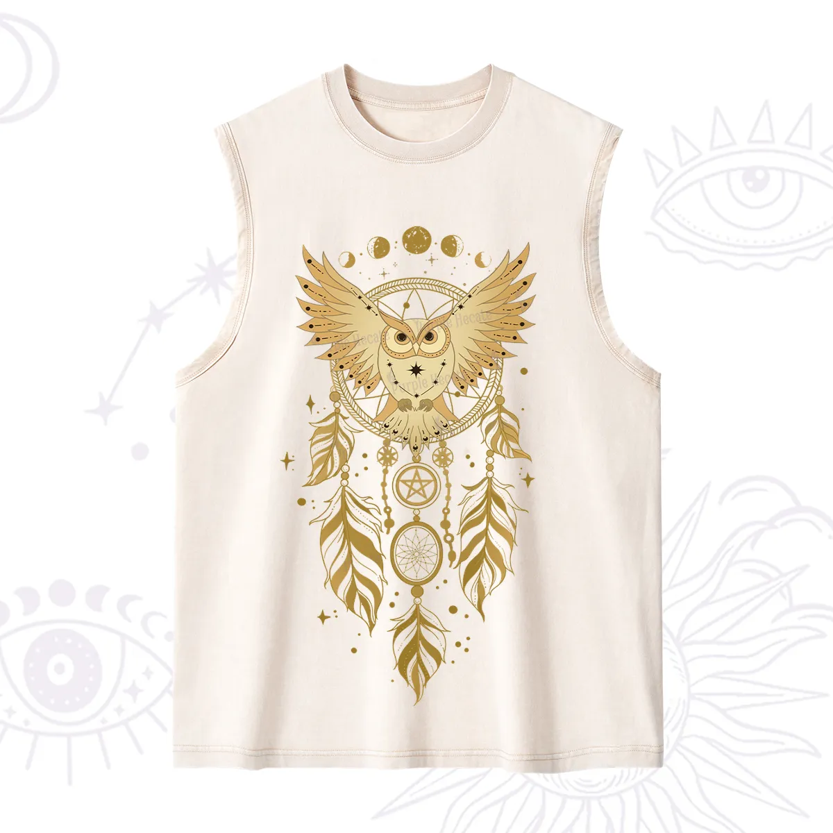 Purplehecate Mystical Owl Dreamcatcher Washed Tank