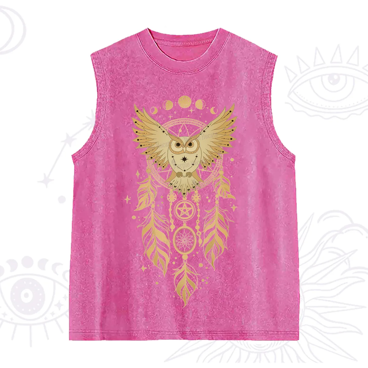 Purplehecate Mystical Owl Dreamcatcher Washed Tank