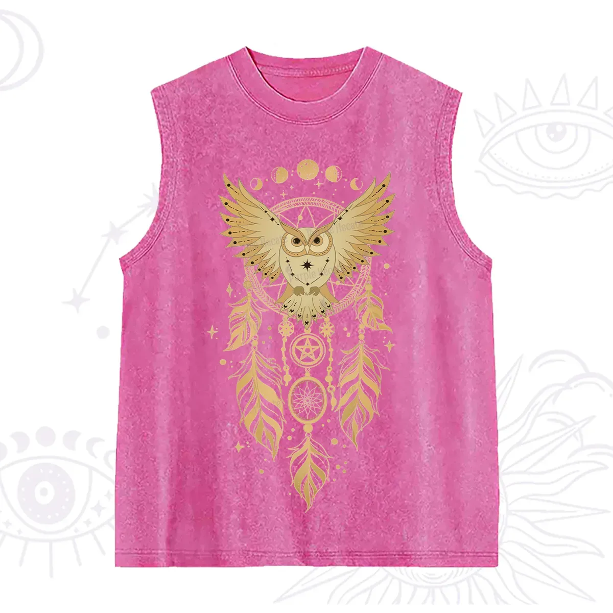 Purplehecate Mystical Owl Dreamcatcher Washed Tank