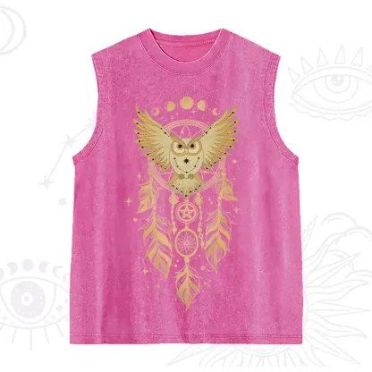 Purplehecate Mystical Owl Dreamcatcher Washed Tank