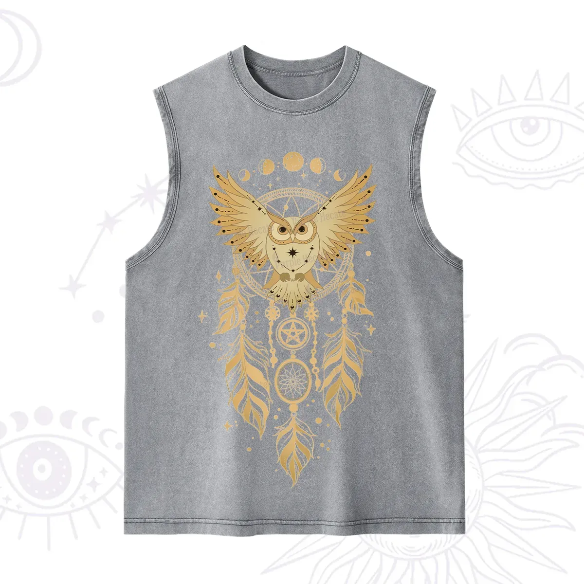 Purplehecate Mystical Owl Dreamcatcher Washed Tank