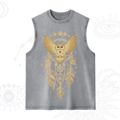 Purplehecate Mystical Owl Dreamcatcher Washed Tank