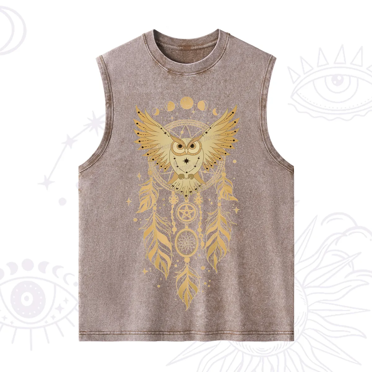 Purplehecate Mystical Owl Dreamcatcher Washed Tank