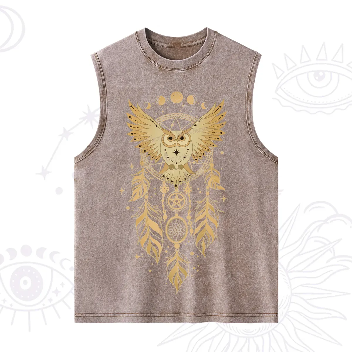 Purplehecate Mystical Owl Dreamcatcher Washed Tank