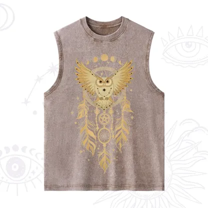 Purplehecate Mystical Owl Dreamcatcher Washed Tank