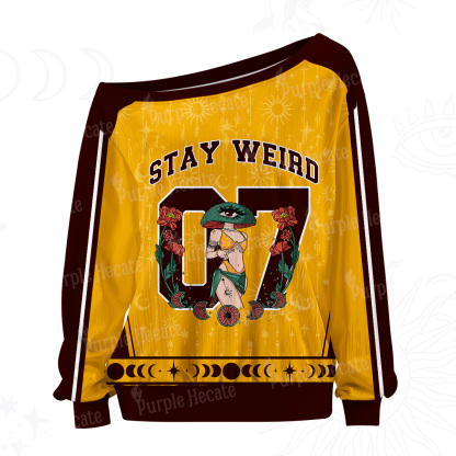Purplehecate Stay Weird Off The Shoulder Graphic Jersey