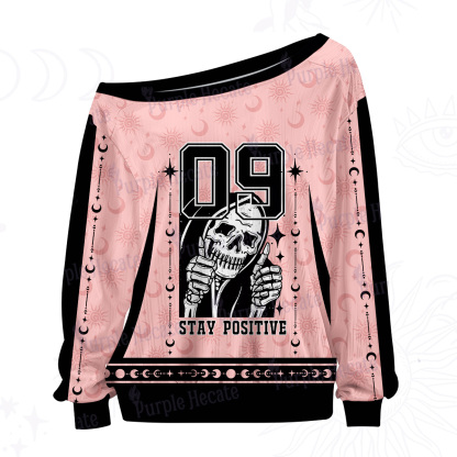 Purplehecate Stay Positive Off The Shoulder Graphic Jersey