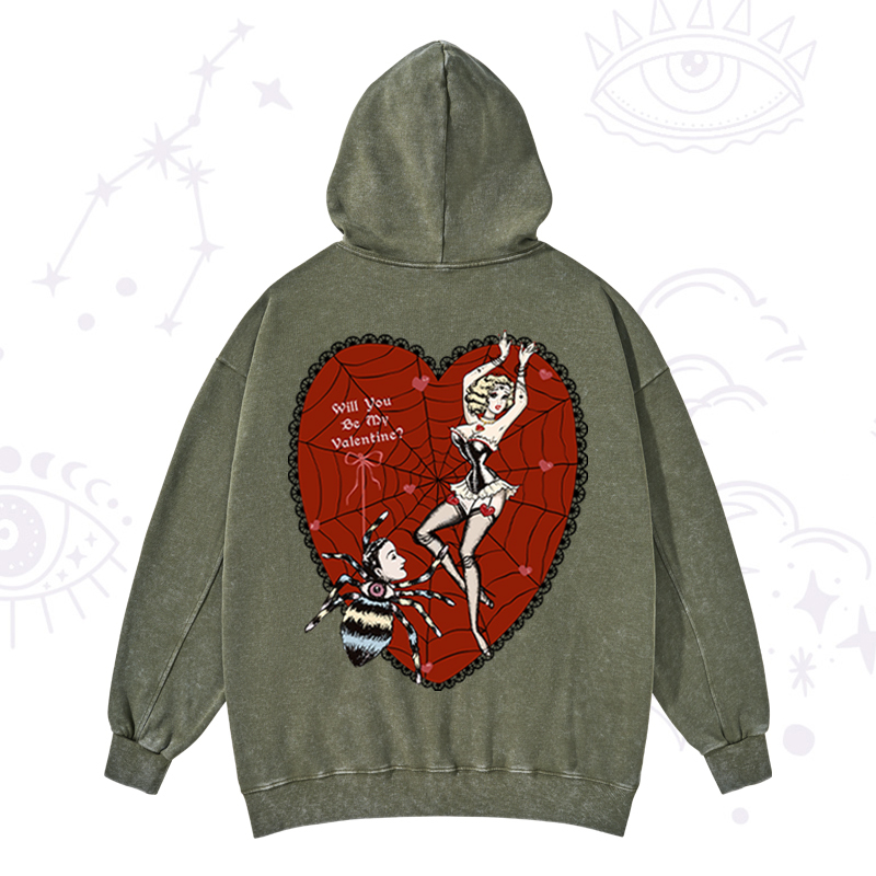 Purplehecate Will You Be My Valentine Washed Hoodie