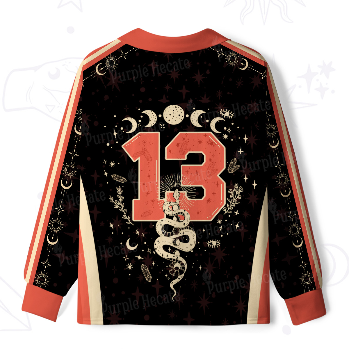 Purplehecate Mystical Moon Phases Snake Long Sleeve Jersey Shirt