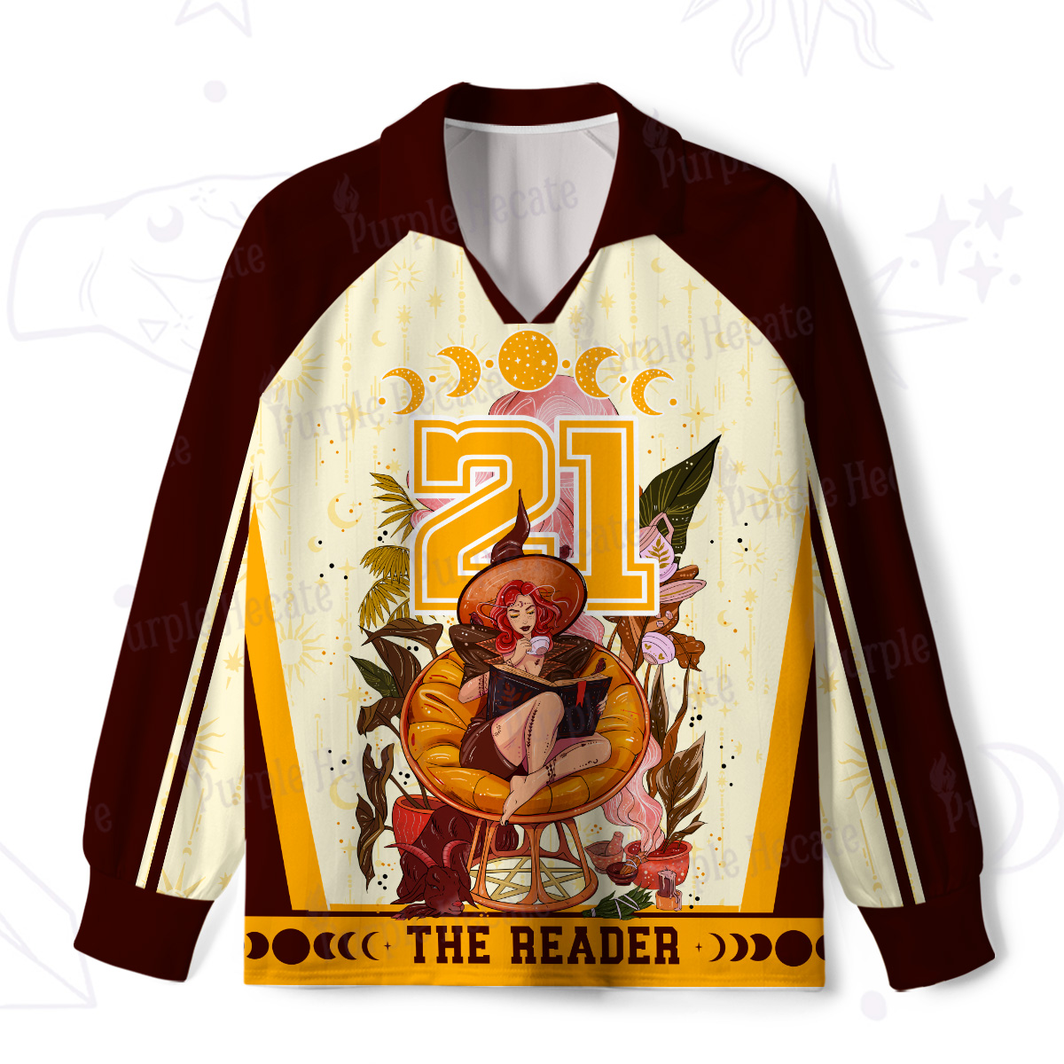 Purplehecate The Reader Moonlit Tales Long Sleeve Jersey Shirt