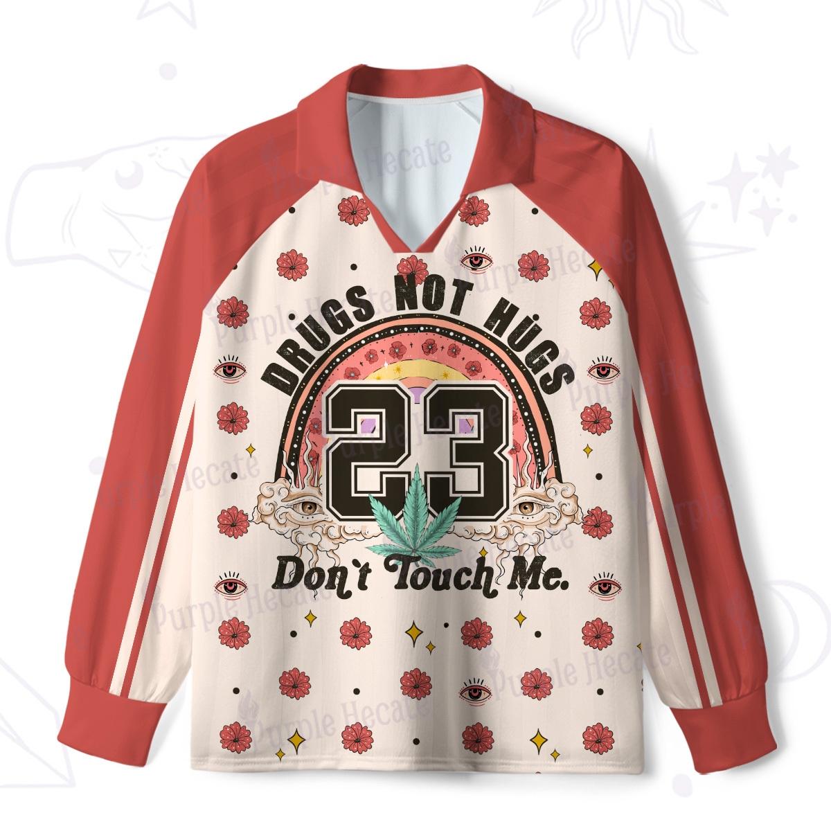 Purplehecate Drugs Not Hugs Don't Touch Me Long Sleeve Jersey Shirt