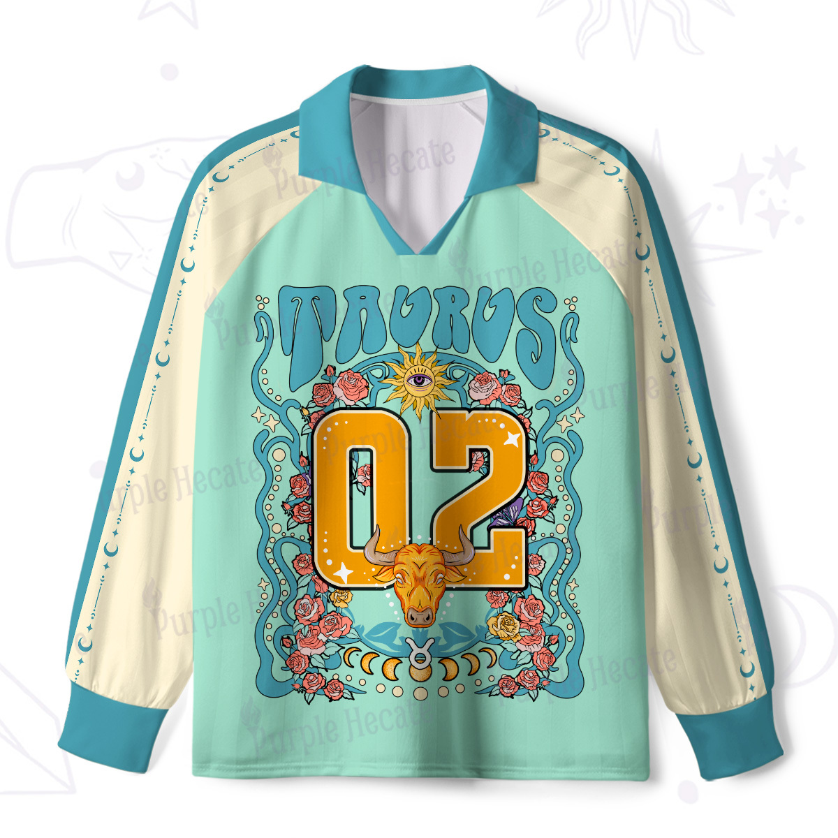 Purplehecate Taurus Spirit Zodiac Long Sleeve Jersey Shirt
