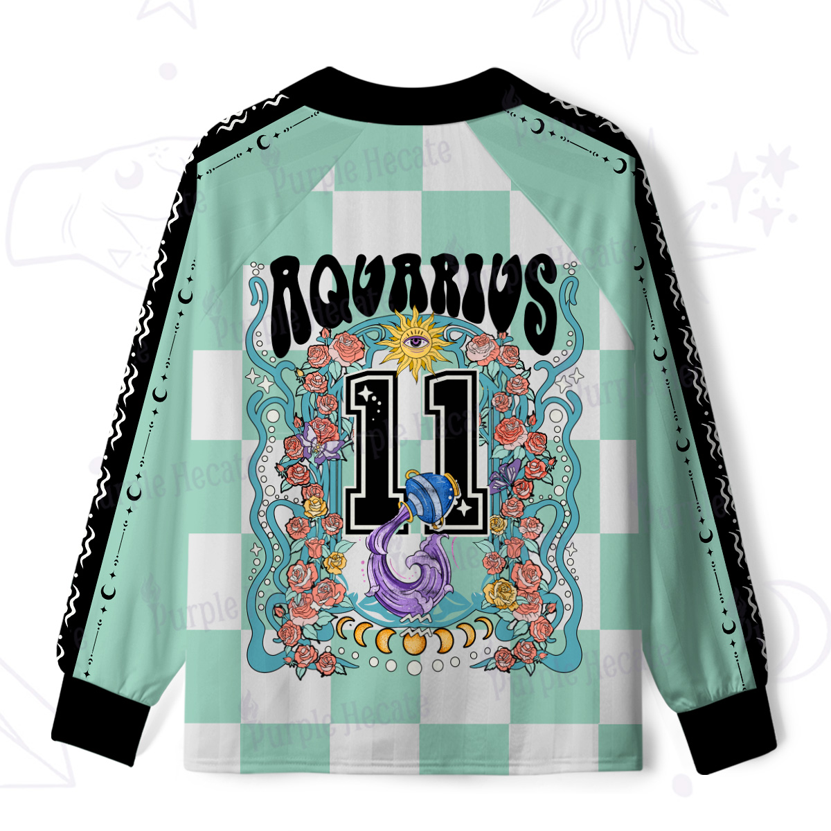 Purplehecate  Aquarius Spirit Zodiac Long Sleeve Jersey Shirt