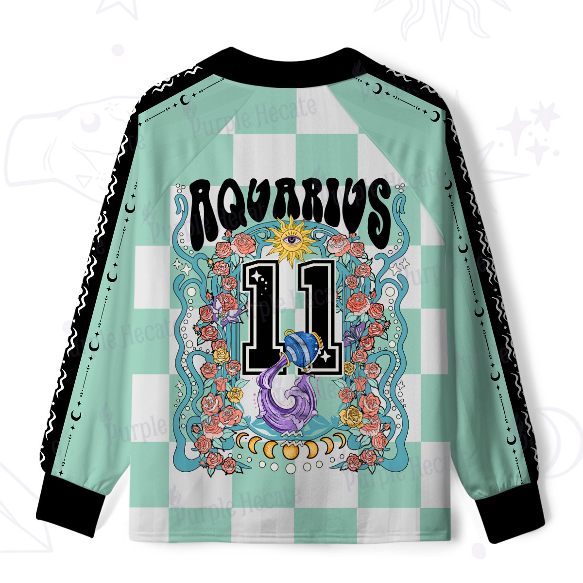 Purplehecate  Aquarius Spirit Zodiac Long Sleeve Jersey Shirt