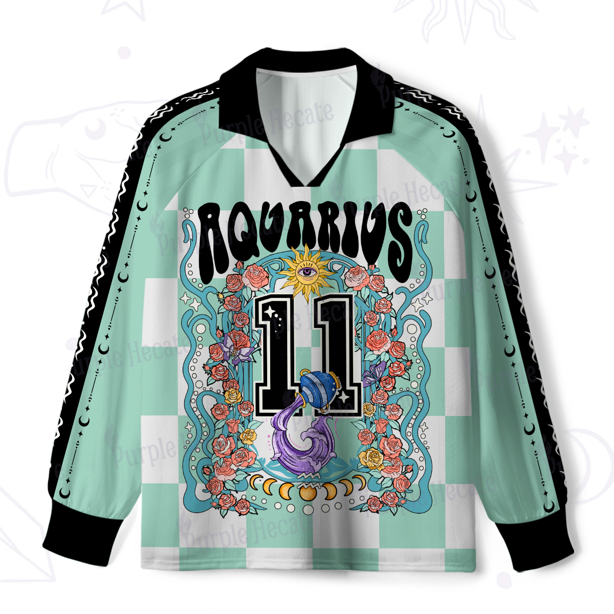 Purplehecate  Aquarius Spirit Zodiac Long Sleeve Jersey Shirt