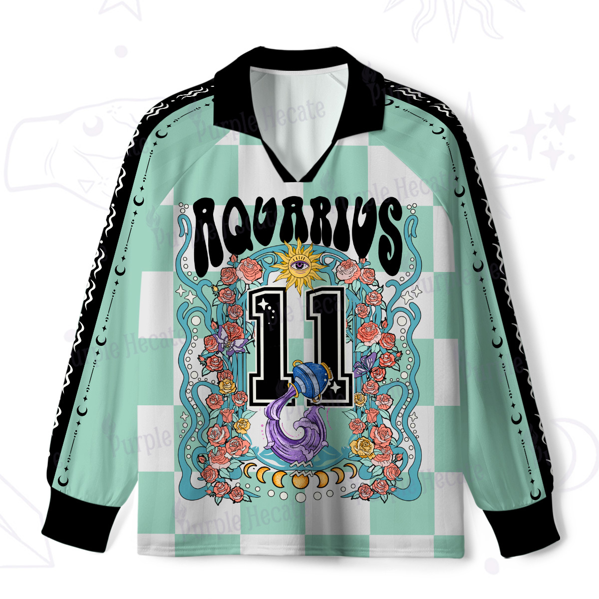Purplehecate Aquarius Spirit Zodiac Long Sleeve Jersey Shirt