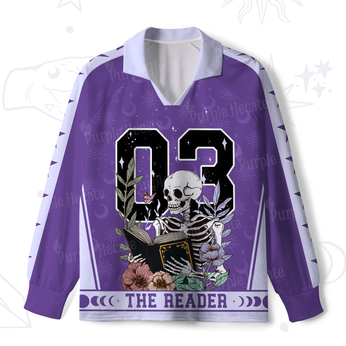 Purplehecate The Reader Skeleton Long Sleeve Jersey Shirt