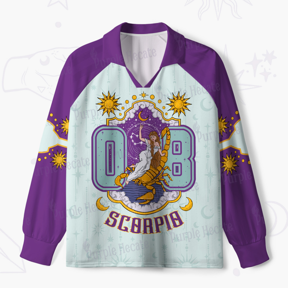 Purplehecate Capricorn Zodiac Long Sleeve Jersey Shirt